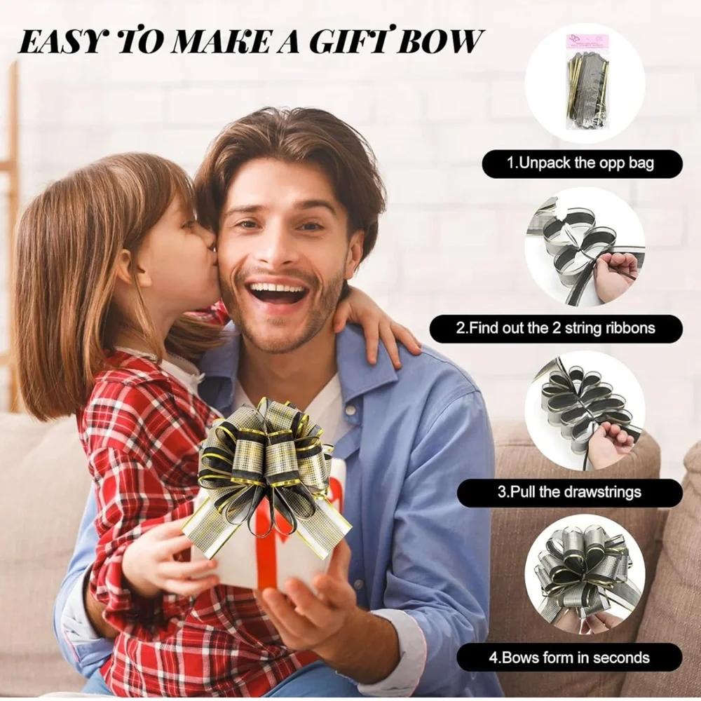 Large Pull Ribbon Bow Gift Christmas Tree Decor Wrapping Gift Wrap 20 Pc